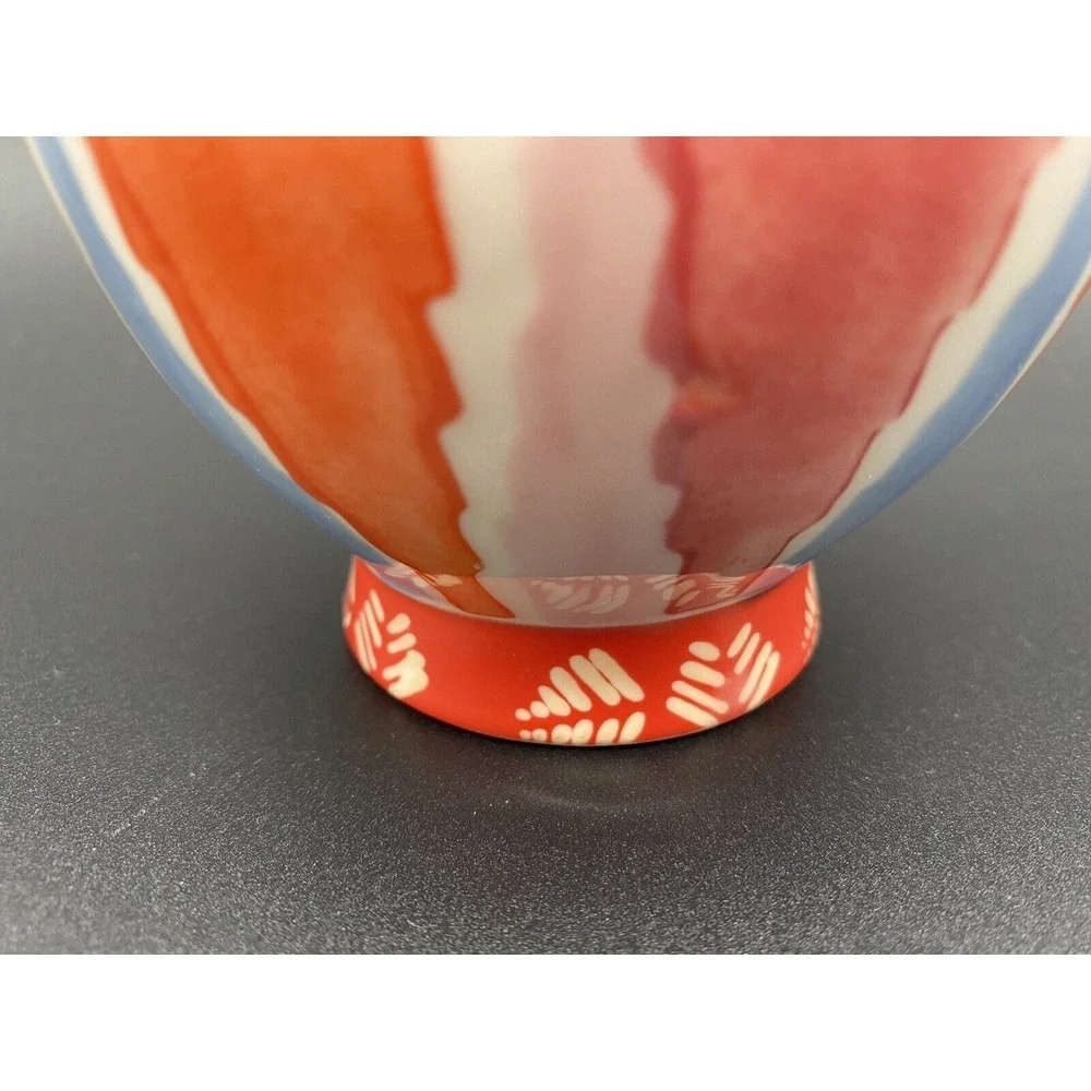 Anthropologie Geometric Pattern Vase With Gold Rim‎ 5